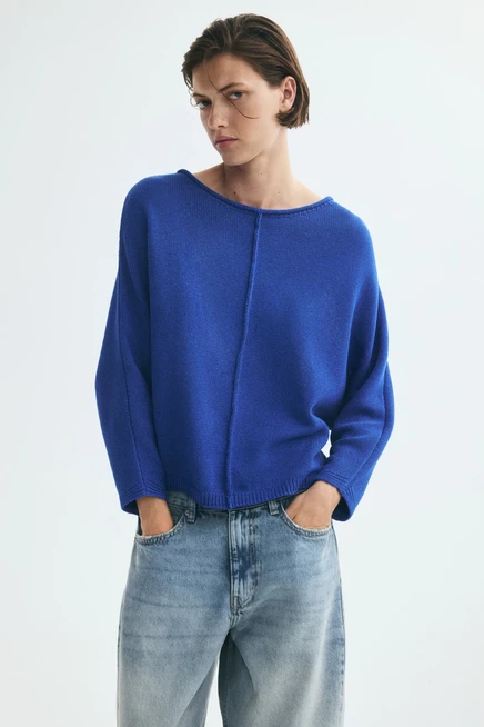 Женский свитер H&M с рукавами летучая мышь, ярко-синий