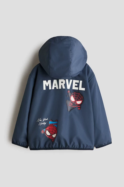 Детская ветровка H&M с принтом Marvel, темно-синяя