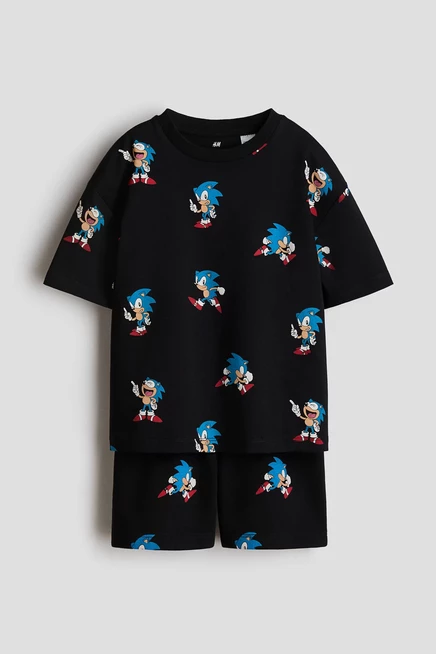 Детский комплект H&M (2 шт.) из джерси с принтом Sonic, черный