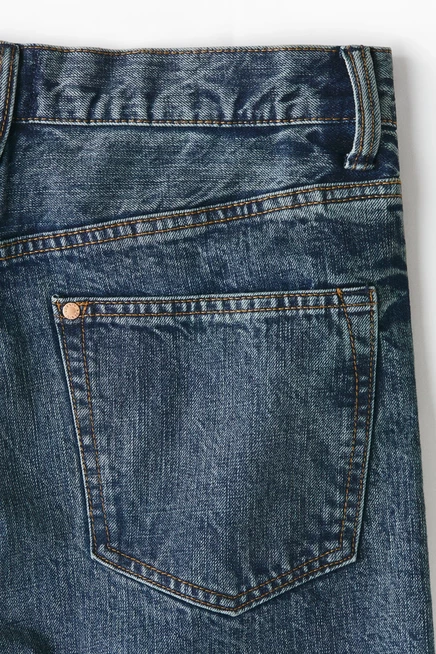 Мужские джинсы H&M прямые, скрученные швы, темно-синие