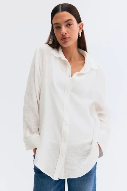 Женская рубашка для беременных H&M MAMA муслиновая, белая