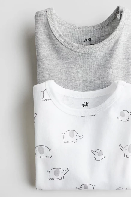 Боди для младенцев H&M, длинный рукав, светло-серое/слоны