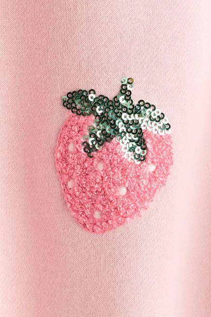 Motif-Detail Brushed-Inside Sweatshirt light pink/strawberries