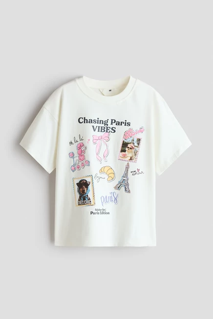 Loose-Fit Printed T-Shirt white/paris vibes