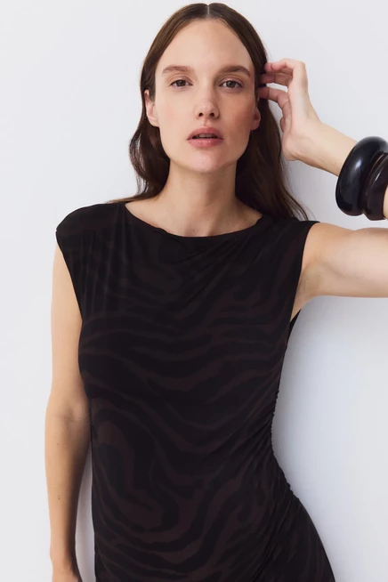 Женское платье H&M MAMA, темно-коричневое с принтом зебры