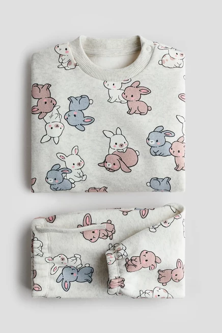 Комплект для малышей H&M, светло-серый с зайчиками