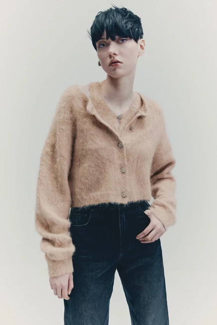 Женский кардиган H&M из смеси альпаки, бежевый