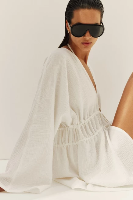 Женский пляжный кафтан H&M из муслина, белый