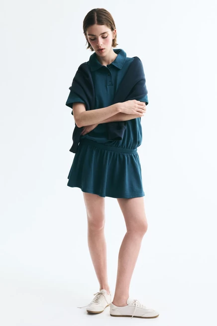 Женское платье-поло H&M, светло-серое меланжевое