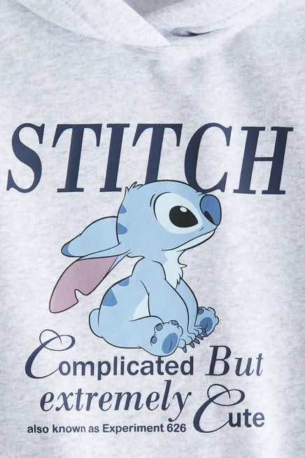 Детская толстовка H&M с принтом Lilo & Stitch, серый меланж