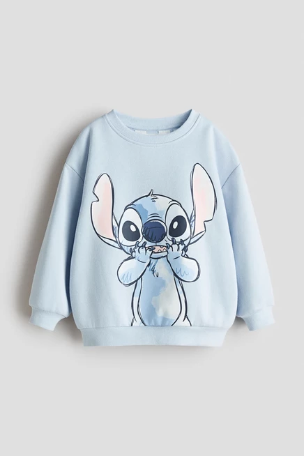 Свитшот H&M с принтом Lilo & Stitch, светло-голубой