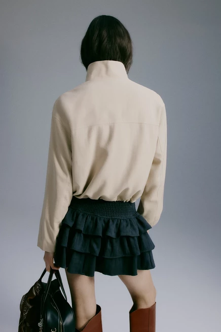 Куртка с каминным воротником light beige