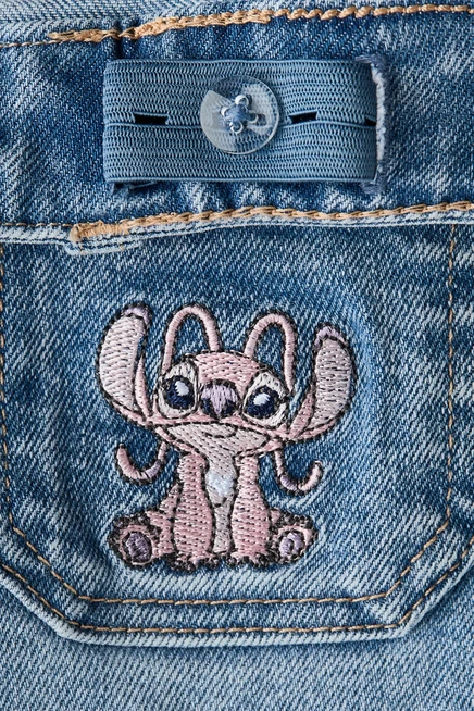 Расклешенные джинсы с вышивкой denim blue/lilo & stitch