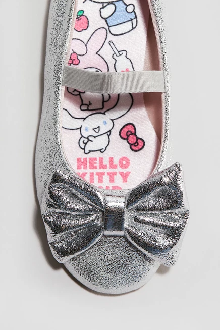 Балетки для детей H&M Hello Kitty с бантом, серебристые