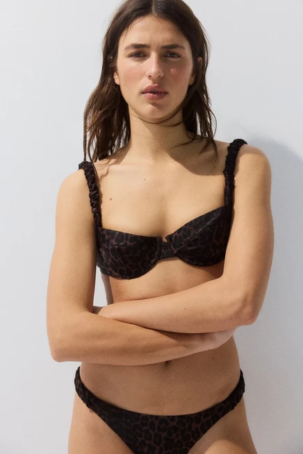 Женский лиф-балконет H&M, коричневый с леопардовым принтом