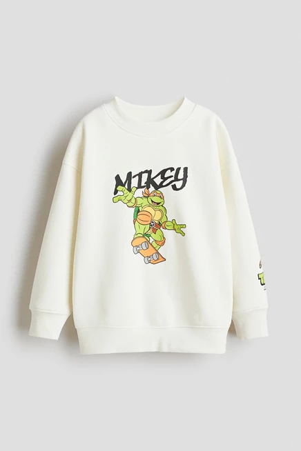 Детский свитшот H&M с принтом TMNT, кремовый