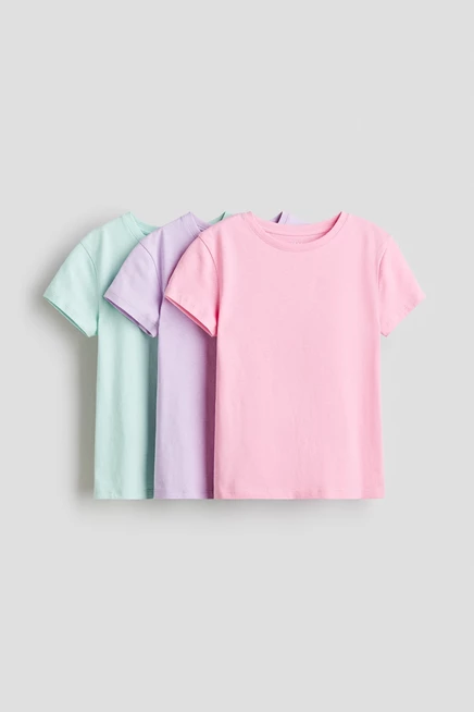 Детские топы H&M, 3 шт., розовые/сиреневые/мятные