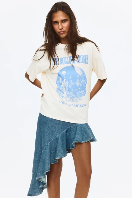 Женская футболка H&M The Rolling Stones, кремовая