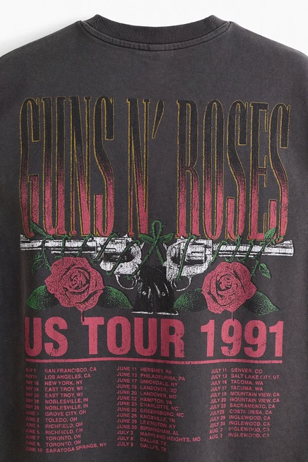Мужская футболка H&M с принтом Guns N' Roses, черная
