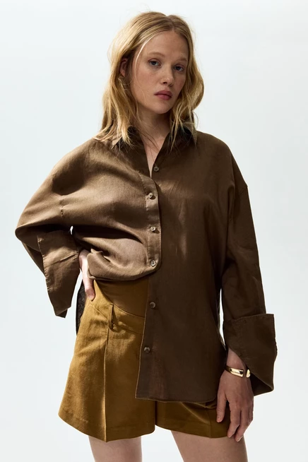 Женские шорты H&M MAMA, темный золотисто-оливковый