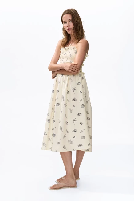 Женское платье H&M бандо, кремовое с ракушками