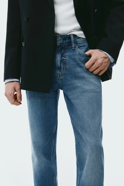 Мужские джинсы H&M прямого кроя, джинсово-синие