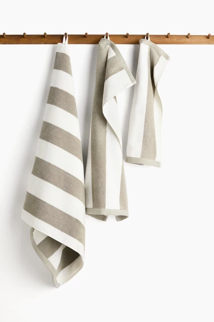 Sage green/white striped