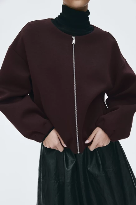 Женская куртка‑толстовка H&M на молнии, бордовая