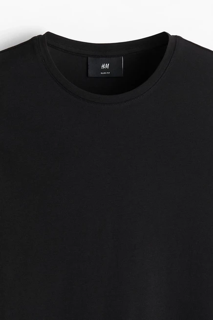 Мужские футболки H&M 3 шт. узкого кроя, черные
