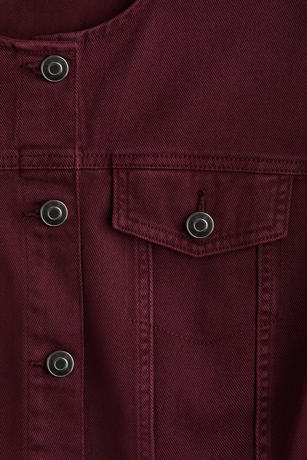 Женская рубашка H&M Defined-Waist из твила, бордовая