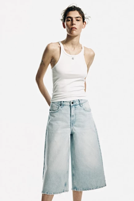 Женские джинсы-кюлоты H&M, светло-голубые