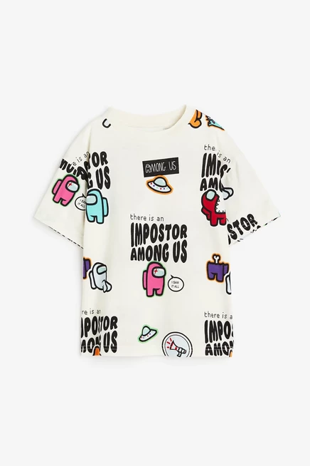 Детская футболка H&M оверсайз Among Us, белая