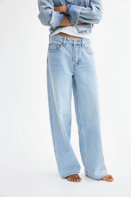 Женские джинсы H&M Baggy, средняя посадка, светло-синие