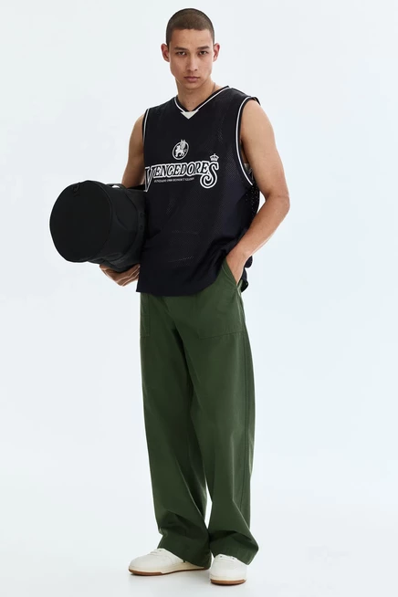Мужская майка H&M Relaxed-Fit с принтом, черная