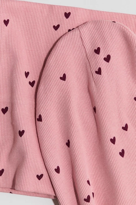 Детский комплект H&M: шапка и снуд, розовый с сердечками