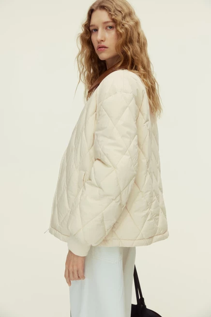 Женская стеганая куртка H&M Thermolite, светло-бежевая