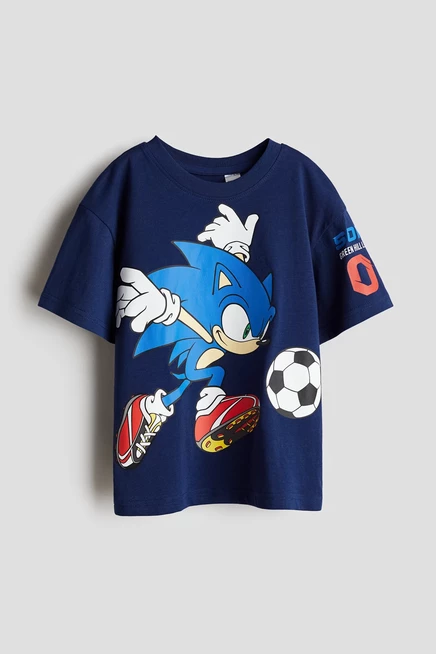 Футболка с принтом оверсайз синего цвета/sonic the hedgehog