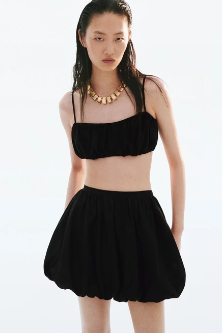 Женская мини-юбка H&M с объемным низом, черная