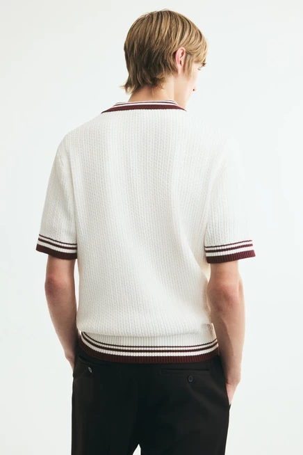 Regular-Fit Textured-Knit Polo Shirt white/color-block
