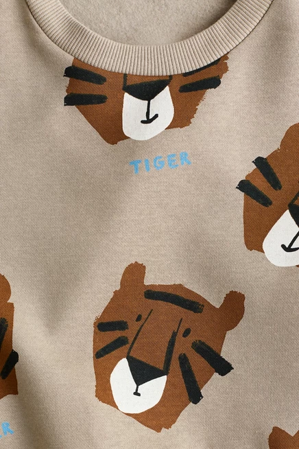 Детский свитшот H&M с тигриным принтом, бежевый