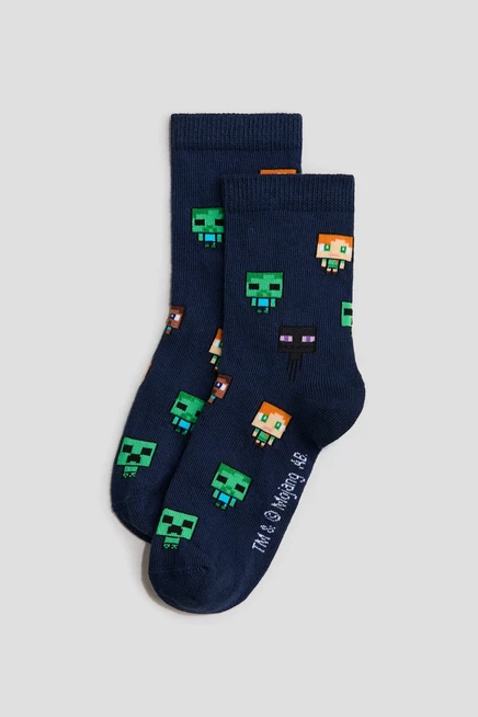 Носки H&M, 7 пар, темно-синие с Minecraft