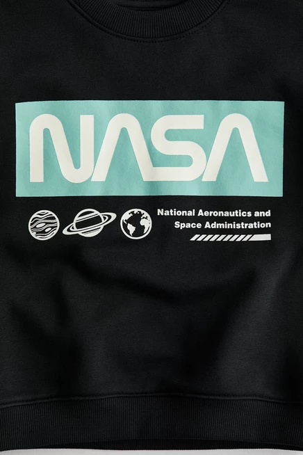 Детская толстовка H&M с принтом NASA, черная