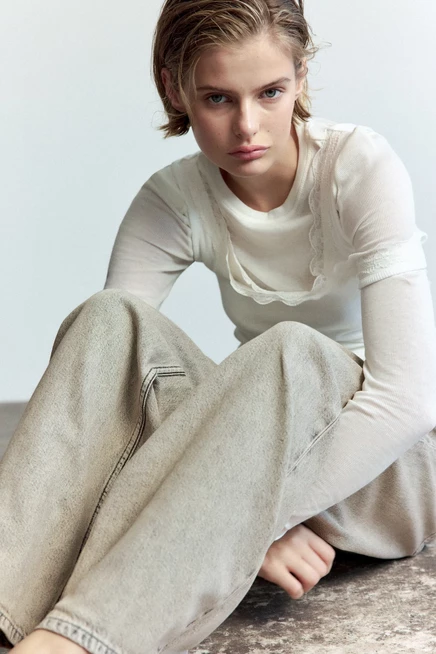 Baggy Regular Waist Jeans dusty beige