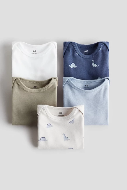 Боди для младенцев H&M, 5 шт., с динозаврами, синие