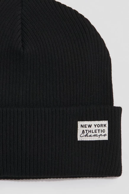 Rib-Knit Cotton Beanie black/new york