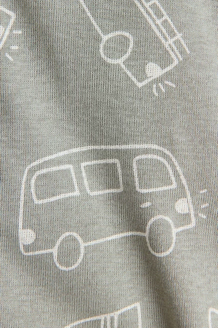 Детское боди H&M с принтом, светлый хаки/машинки