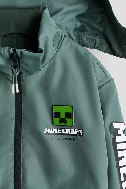 Детская ветровка H&M с капюшоном, темно-зеленая Minecraft
