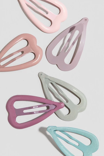 6-Pack Hair Clips light pink/apricot/turquoise