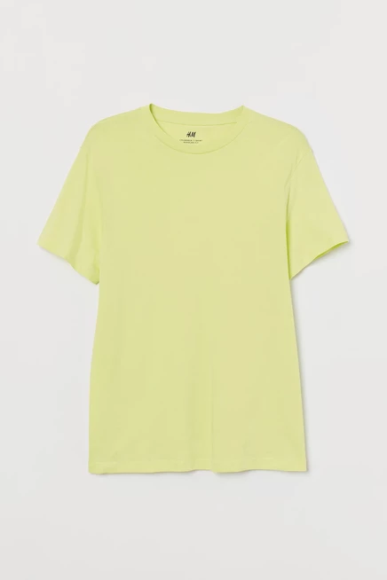 Мужская футболка H&M прямого кроя, лимонно-жёлтая