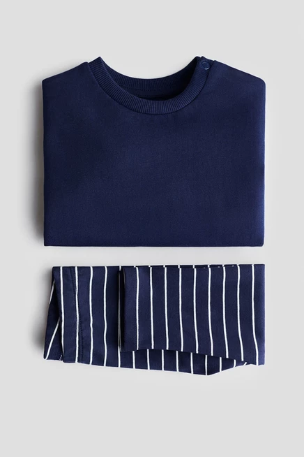 Детский комплект H&M: свитшот и леггинсы, тёмно‑синий в полоску